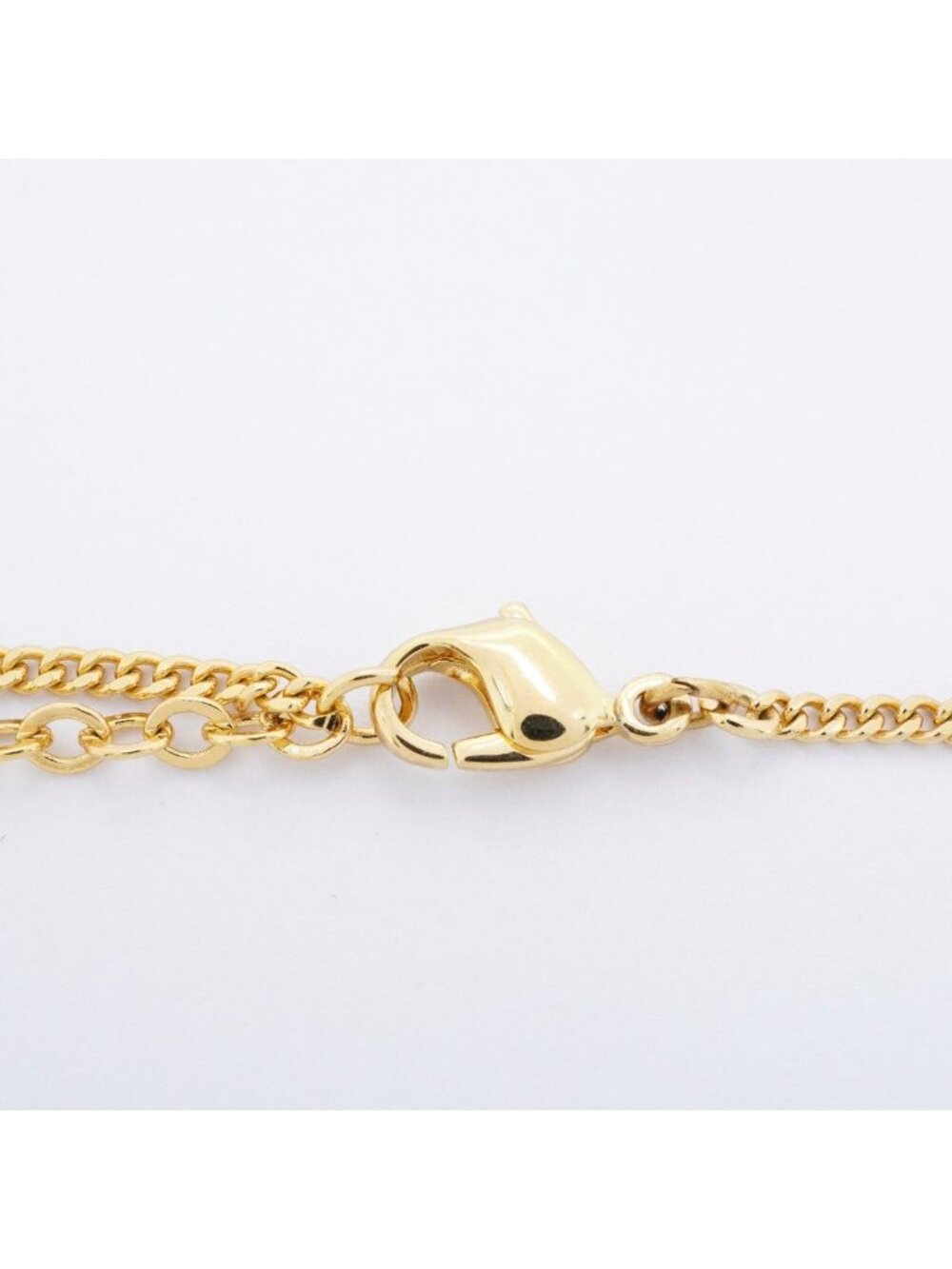 Dior Necklace Logo Oval Gold Plated Line Stone - Picture 4 of 6